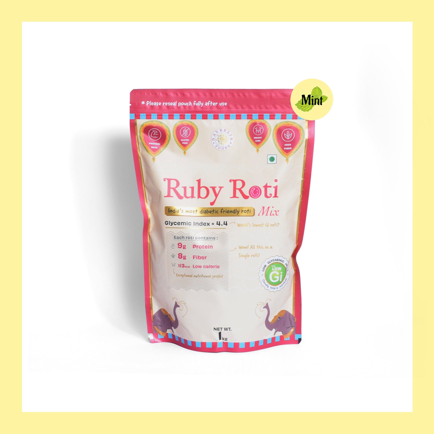 Mint Ruby Roti Mix – 1 KG Pack | Sugar control atta – NAVRELIA FOODS